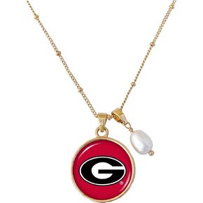 Georgia Bulldogs Diana Gold and Pearl Saturn Style Necklace Jewelry Gift UGA