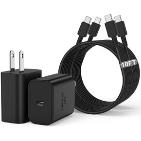 45W/2Pack Super Fast Charging Block with USB C to C Cable 10ft, Type C Wall Charger Adapter and Android Phone Charger Cord Long for Samsung Galaxy S24 Ultra/S23+/S22 Plus/S21/S20/S10/Note 20/Note10+