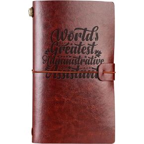 InnoBeta Administrative Professional Day Gifts, Journal for Administrative Assistants, Refillable Admin Assistant Notebook, Travel Diary, Lined Planner, 7x5 Inches - Help - Dark Brown