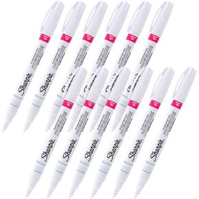 Sharpie Oil-Based Paint Marker, Fine Point, White Ink, Pack of 12