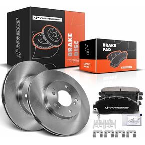 A-Premium 11.06 inch (281 mm) Front Vented Disc Brake Rotors + Ceramic Pads Kit Compatible with Select Honda, Acura & Isuzu Models - CR-V 97-01, Odyssey 95-98, Prelude, TL, RL, Legend, Integra, Oasis