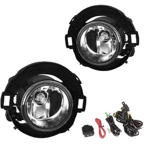 Driving Fog Lights Lamps Replacement for 2005-2015 Nissan Xterra & Nissan 2010-2017 Frontier with H11 12V 55W Halogen Bulbs & Switch and Wiring Kit (Clear Lens)