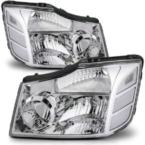 M-AUTO Headlamp Headlight Assembly Set Compatible with 04-15 Nissan Titan / 2004 2005 2006 2007 Armada, OE Style Black Housing Clear Clear Side Head Lights, Driver and Passenger Side