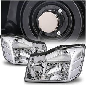 مجموعة المصابيح الأمامية M-AUTO متوافقة مع 04-15 Nissan Titan / 2004 2005 2006 2007 Armada، نمط OE غطاء أسود شفاف وأضواء رأس جانبية شفافة، جانب السائق والراكب