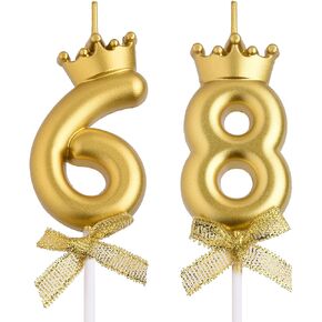 68th 86th Birthday Candles, Pink 86 68 Year Old Number Birthday Candles, Happy Birthday Party Cake Topper Decoration Gifts for Women