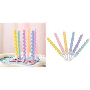 Candy Coloured Spiral Candles Set,Colorful Happy Birthday Candles,Twisty Curly Coil Candles,Creative Fun Long Thin Wedding Birthday Candles Set,Party Supplies,Cake Decoration,6 Pack