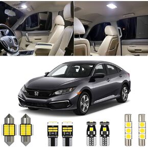 6 Piece 6000K White Civic LED Interior Light Kit Package Replacement for Honda Civic 2016 2017 2018 2019 2020 2021, with Placement Diagram and Install Tool