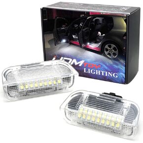 iJDMTOY Xenon White Full LED Side Door Courtesy Lamps Compatible With Volkswagen EOS Golf GTI Jetta Passat CC etc, OEM Replacement, By 18-SMD Xenon White LED Lights & CAN-bus Error Free