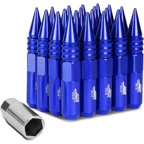 J2 Engineering 20 قطعة M12 x 1.25 7075-T6 ألومنيوم 107 مم صامولة نهاية مسننة مع محول مقبس (أسود)