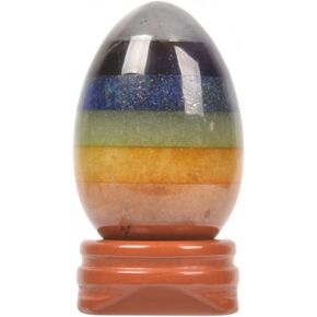 Justinstones Natural Gemstone Egg 7 Chakra Stone Crystal Healing Chakra Meditation Home Office Decor Stone