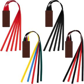 4 Pieces Bible Ribbon Bookmarks Ribbons for Bookmark Colorful String Leather Bible Book Markers 4 Style (Stylish Colors)