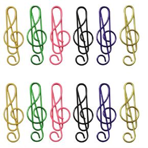 60pcs Musical Notes Style Paper Clips 40x12mm Mixed Color Metal Paper Clips for School Office Notebooks, Bookmarks, Post-it Notes