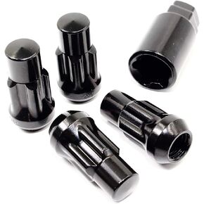 Set of 4 14x1.5 Veritek Black Acorn Bulge Tuner 1.75 Inch Wheel Locks for Aftermarket Custom Wheels SUV Truck