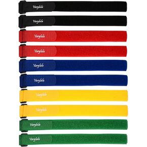 10 Pcs Hook and Loop Straps Tie downs Fasteners Stabilizer Straps - Assorted Colors (Multi-color, 21''x1'')