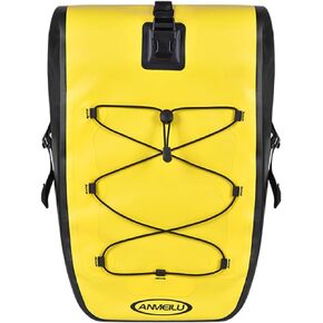 Bike Pannier Bag Bicycle Bag For Rear Rack with Adjustable Hooks Waterproof Multifunctional Bike Rack Bag 22L Capacity Storage Bag For Eletric Bike 1 Pack (Yellow Bike Pannier Bag)