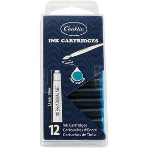 Conklin Ink Refill Cartridges (Turquoise) for Fountain Pen - 12 Pack