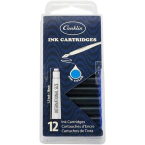 Conklin Ink Refill Cartridges (Blue/Black) for Fountain Pen - 12 Pack