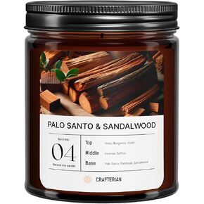 Premium Palo Santo Aromatherapy Candles - 100% Natural Soy Wax for Clean Burning, Relaxing & Purifying Scent, Hand-Poured, Eco-Friendly, Perfect for Meditation, Stress Relief & Home Decor - 8 oz