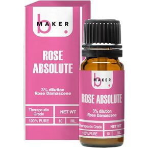 Organic Rose Absolute Essential Oil for Skin, Aromatherapy, Diffuser, Face, Hair and Crafts - Therapeutic Grade Organic Rose Essential Oils - 3% Dilution by bMAKER