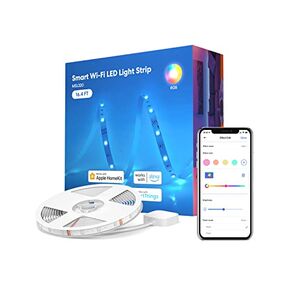 أضواء شريط LED ذكية من Meross، شريط واي فاي بطول 16.4 قدم يعمل مع Apple HomeKit وAlexa وGoogle Home وSmartThings، 16 مليون لون مع التحكم في التطبيق، وأضواء RGB لغرفة النوم والخزانة والمطبخ، مدرج في قائمة UL