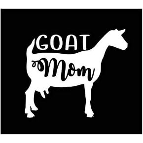 Goat Mom Vinyl Decal | White | Made in USA by Foxtail Decals | for Car Windows, Tablets, Laptops, Water Bottles, etc. | 4.5 x 3.9 inch