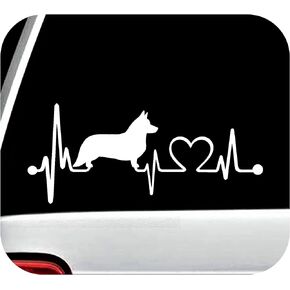 K1055 Cardigan Welsh Corgi Heartbeat Lifeline Monitor Decal Sticker