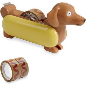 Animal Mini Tape Dispenser Hotdog Style, The Tastiest Way to Stick Things Together, Mini Animal Stationery for Home Office, Cute and Funny Desk Supplies Gift for Kids Adults (WSG12565)