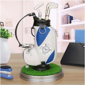 Mini Desktop Aluminum Alloy Golf Bag Pen Holder with Golf pens Clock 6-Piece Set of Golf Souvenir Event Souvenir Novelty Gift