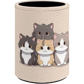 Upetstory Cute Sea Otter Pencils Holder Leather Pen Holder Pencil Cup Makeup Brush Holder Workspace Organization Storage Pouch for Desk School Office
