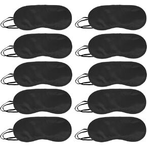 عبوة من 10 أقنعة نوم للعين، غطاء لنوم العين، غطاء للعين للنوم والسفر ومستلزمات الحفلات (أسود) in Kuwait