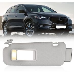 Nakuuly Left Driver Side Sun Visor with Mirror Light Compatible with Mazda CX-9 2010-2015 Replaces TDY1-69-320, TD11-69-320C-75, TD11-69-320D-75 Gray