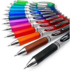 Pentel EnerGel XM BL77 - Retractable Liquid Gel Ink Pen - 0.7mm - 52% Recycled - Pack of 12 Mixed Colours