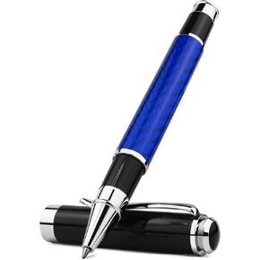 STONEGO Carbon Fiber,Premium Metal Gel Ink Pens Micro Point 0.5mm Black Ink Smooth Writing Roller Ball Pen Elegant Executive Signature Pen Gift for Men Women,School,Office,Business (Silver)