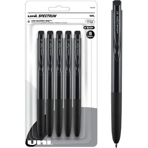 uniball™ Spectrum Retractable Gel Pens, Medium Point (0.7mm), Black Ink, 5 Pack