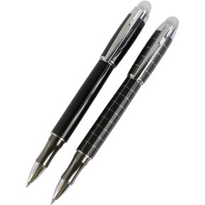 2 PCS 79 Rollerball Pens Black,Grid Color Set with Pen Pouch and Gift Box