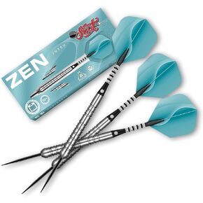 Shot! Darts Zen Jutsu 80% Tungsten Pro Throwing Darts Steel Tip Set, Professional – Made in New Zealand – Designed Dart Flights for Women & Men – Metal Tip Bar Darts for Adults