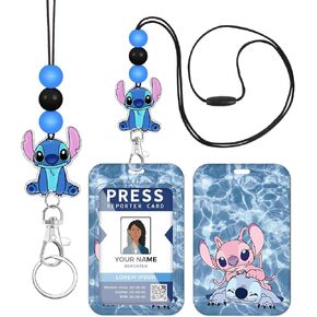 Teacher Lanyard for ID Badge Card, Cute Blue Women Men Beaded Breakaway Neck Lanyards Cartoon Name Tag Badges Holder Aesthetic Work Keys Accessories Gift in Kuwait