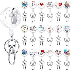 36 Pcs Nurse Retractable Badge Reel Clips Holder Nurse ID Badge Reel Alligator Clip Nurse Work Name Tag Retractable ID Name Badge Holder Reels for Nurse Doctor Teachers Students