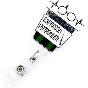 Tian Zhun Coffee Badge Reel Retractable with ID Clip Acrylic Badge Clip for CNA Medical Nurse Teacher Office Worker Name Tag Badge Accessories(Yellow Acrylic)