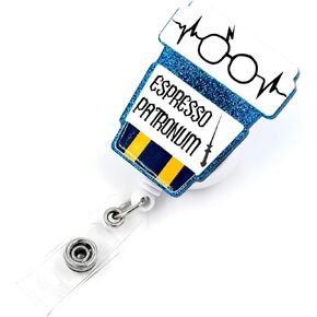 Tian Zhun Coffee Badge Reel Retractable with ID Clip Acrylic Badge Clip for CNA Medical Nurse Teacher Office Worker Name Tag Badge Accessories(Yellow Acrylic)