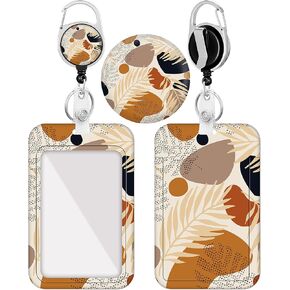 Plifal Badge Holder with Retractable Reel, Unique Leopard ID Name Tag Work Badge Clip Heavy Duty Vertical Card Protector Cover Case for Work Office Nurse Medical Student Teacher Women