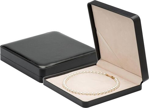 صندوق هدايا مخملي كبير من البولي يوريثان لعرض المجوهرات وقلادة من اللؤلؤ (أسود) in Kuwait