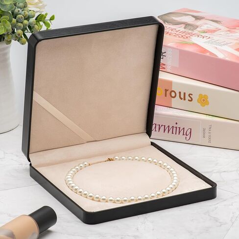 صندوق هدايا مخملي كبير من البولي يوريثان لعرض المجوهرات وقلادة من اللؤلؤ (أسود) in Kuwait