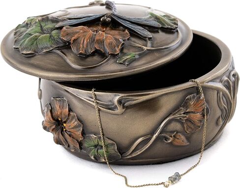 Top Collection Decorative Art Nouveau Dragonfly Jewelry Box - Hand Painted French Keepsake Accessory Storage Holder in Premium Cold Cast Bronze - 2-Inch Collectible Trinket Box in Saudi Arabia