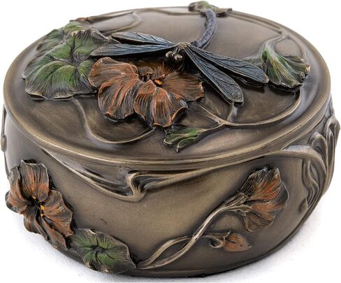 Top Collection Decorative Art Nouveau Dragonfly Jewelry Box - Hand Painted French Keepsake Accessory Storage Holder in Premium Cold Cast Bronze - 2-Inch Collectible Trinket Box in Saudi Arabia