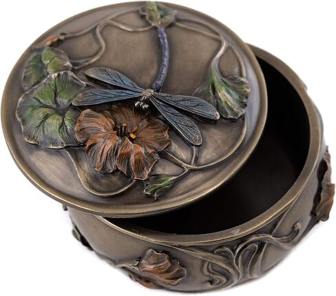 Top Collection Decorative Art Nouveau Dragonfly Jewelry Box - Hand Painted French Keepsake Accessory Storage Holder in Premium Cold Cast Bronze - 2-Inch Collectible Trinket Box in Saudi Arabia