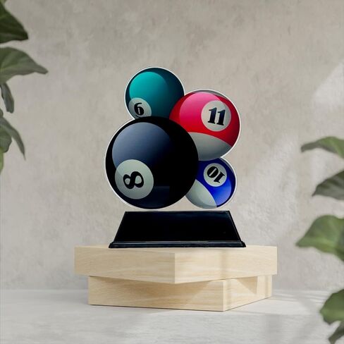 Trophy Monster Pool Acrylic Trophies Awards | Size 6½" | Made from Printed Acrylic | for Club, School & Presentations | Free Engraving Option in Saudi Arabia