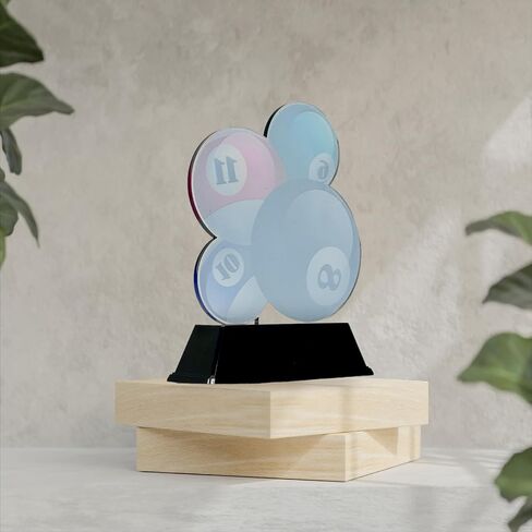 Trophy Monster Pool Acrylic Trophies Awards | Size 6½" | Made from Printed Acrylic | for Club, School & Presentations | Free Engraving Option in Saudi Arabia
