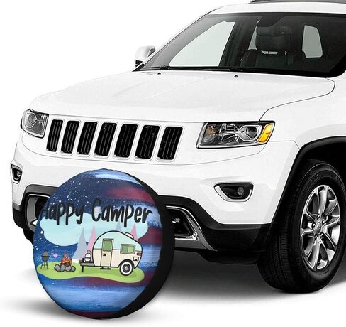 غطاء إطارات احتياطية من Happy Camper، غطاء عجلة الإطارات لمقطورة Rv SUV شاحنة تخييم ملحقات السفر 15 بوصة in Kuwait