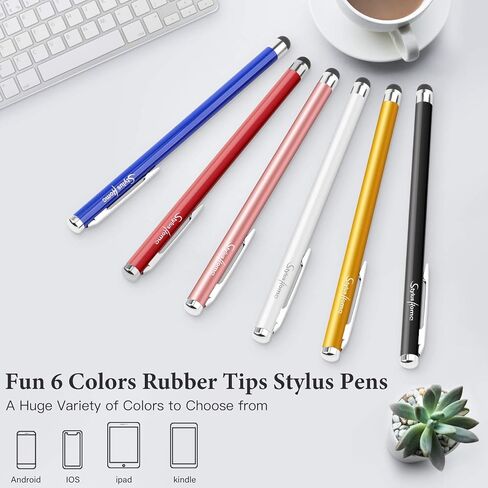 أقلام لمس لشاشات اللمس، StylusHome 6 عبوات قلم ذو سعة عالية الدقة لأجهزة iPad iPhone والأجهزة اللوحية Samsung Galaxy جميع أجهزة شاشات اللمس العالمية in Kuwait